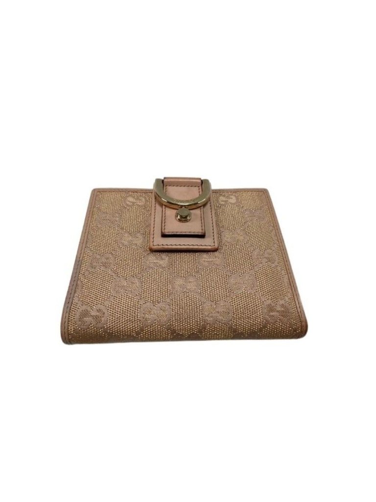 Gucci Bifold Wallet Gg Canvas Beige Gold
